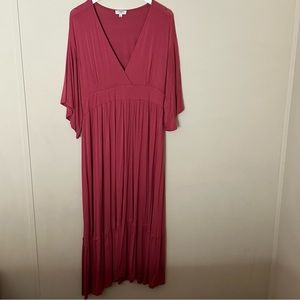Umgee V-neck Kimono Sleeve Maxi Dress Mauve